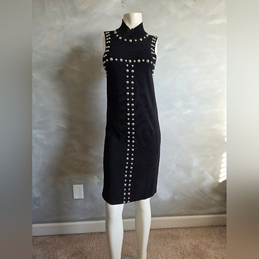I.N.C. International Concepts Black Mock Neck Sleeveless Studded Midi Dress M
